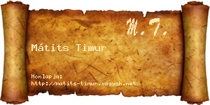 Mátits Timur névjegykártya